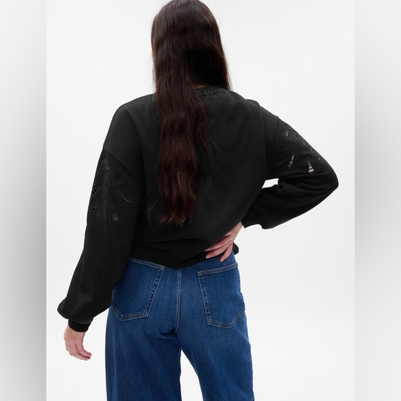 GAP VintageSoft Eyelet-Sleeve Sweatshirt Large - Picture 6 of 7